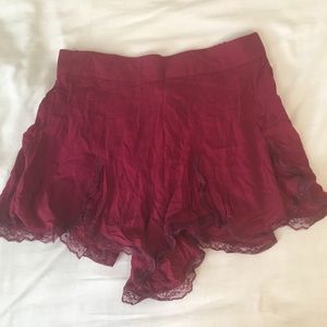 Red lace free people shorts